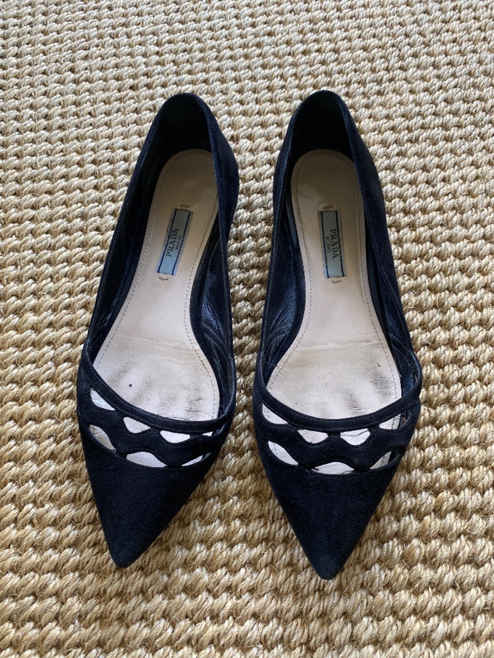 Prada black suede flats 36